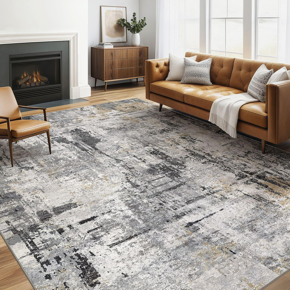 LOONGRUG 10x14 Area Rugs Washable Large Neutral Modern Living Room Rug