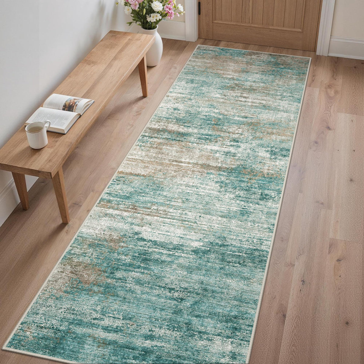 GENIMO 9x12 Area Rug Washable Non Slip for Living Room, Navy Blue Gray