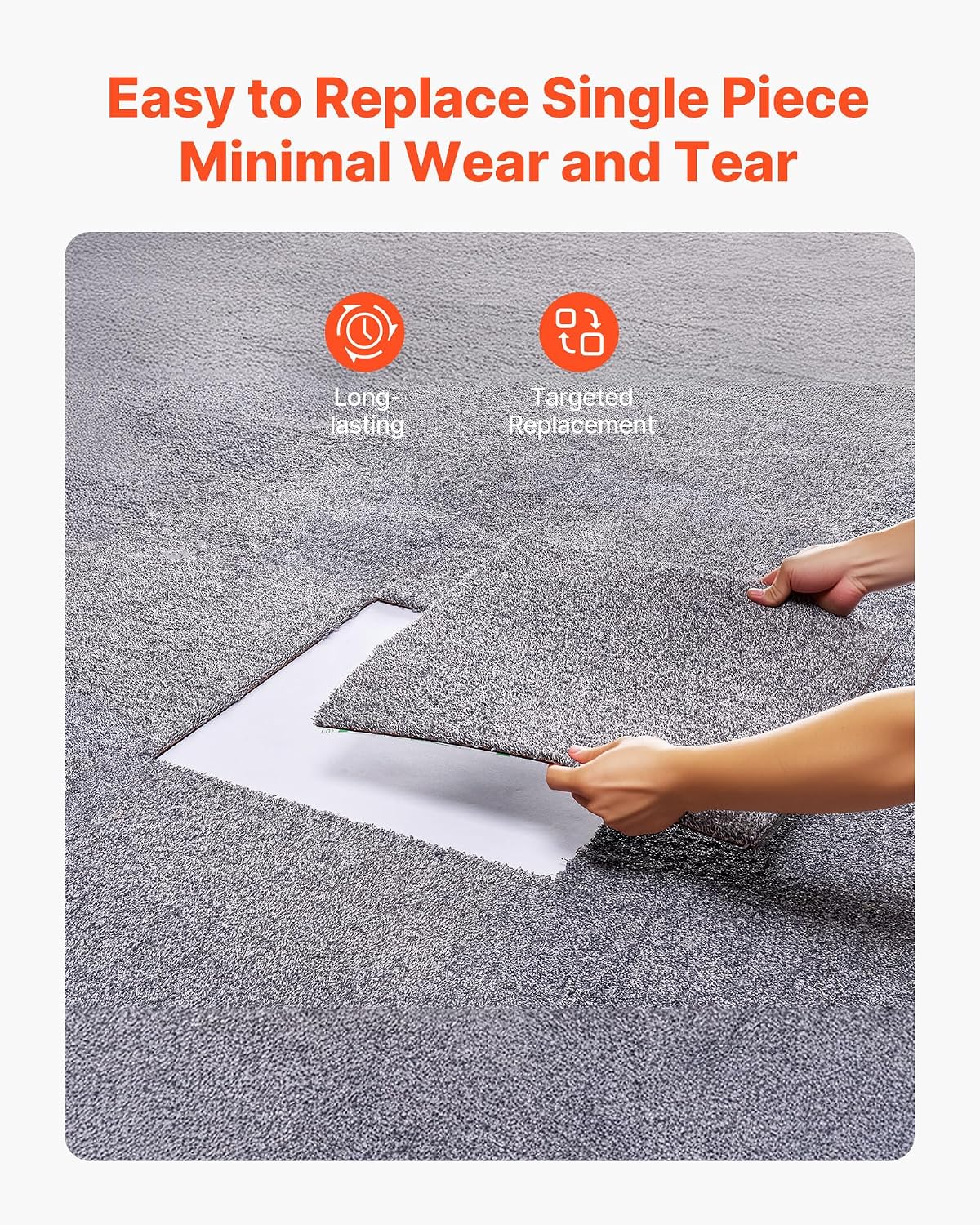 VEVOR Carpet Tiles 18x18 inch, 10 Pack Carpet Square Rug Detachable & Damage-Free, Self Adhesive Home Floor Soft Plush Padded for 22.5sq.ft Coverage, Easy DIY for Living Room & Bedroom, Gray