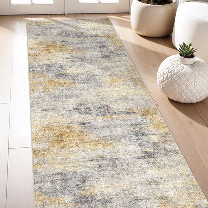 2'6"x8 Runner Rug Washable Moroccan: Non Slip Kitchen Long Floor Mat Gray