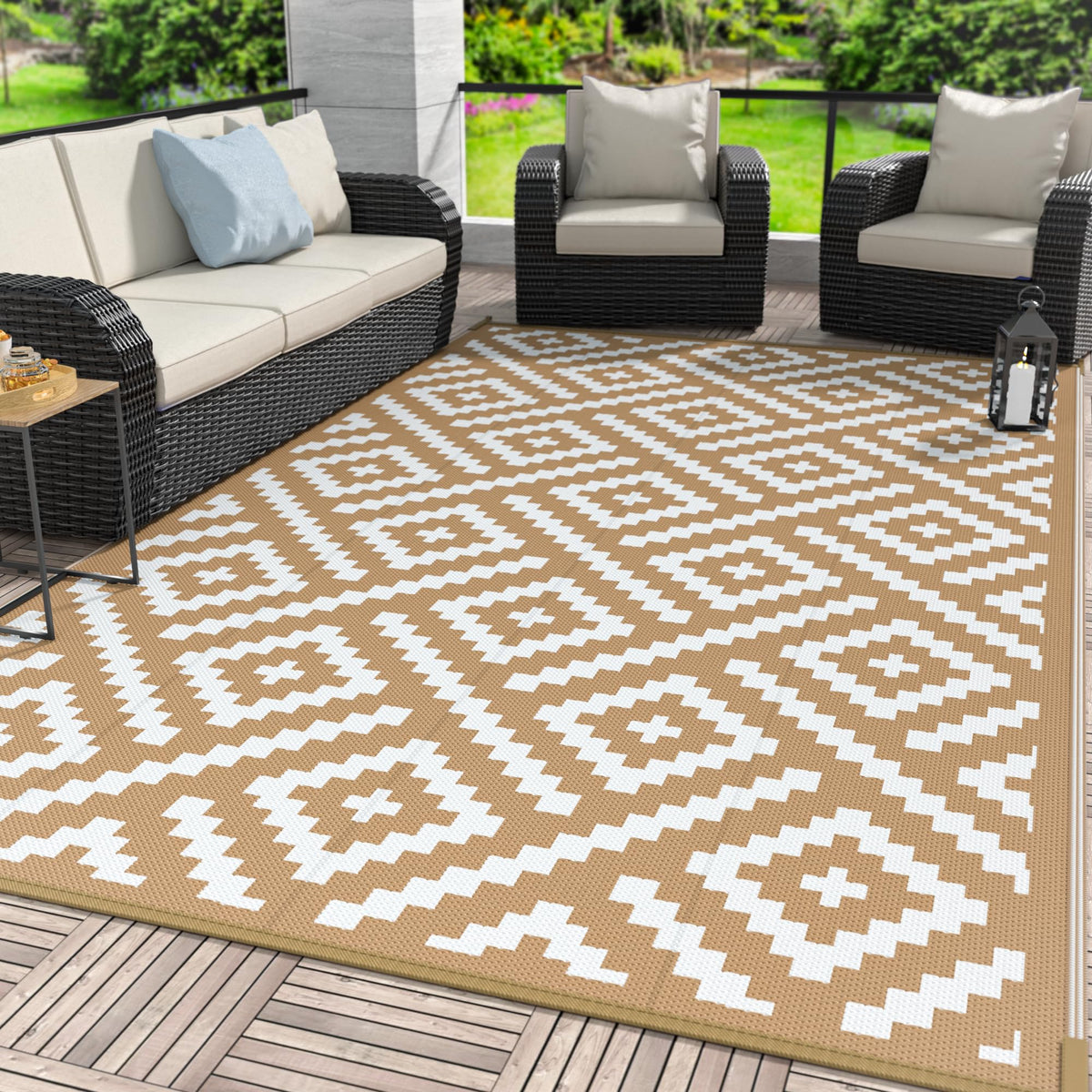GENIMO Outdoor Rug, Waterproof Plastic Rugs for Patio, 5'x8' Cloud Grey