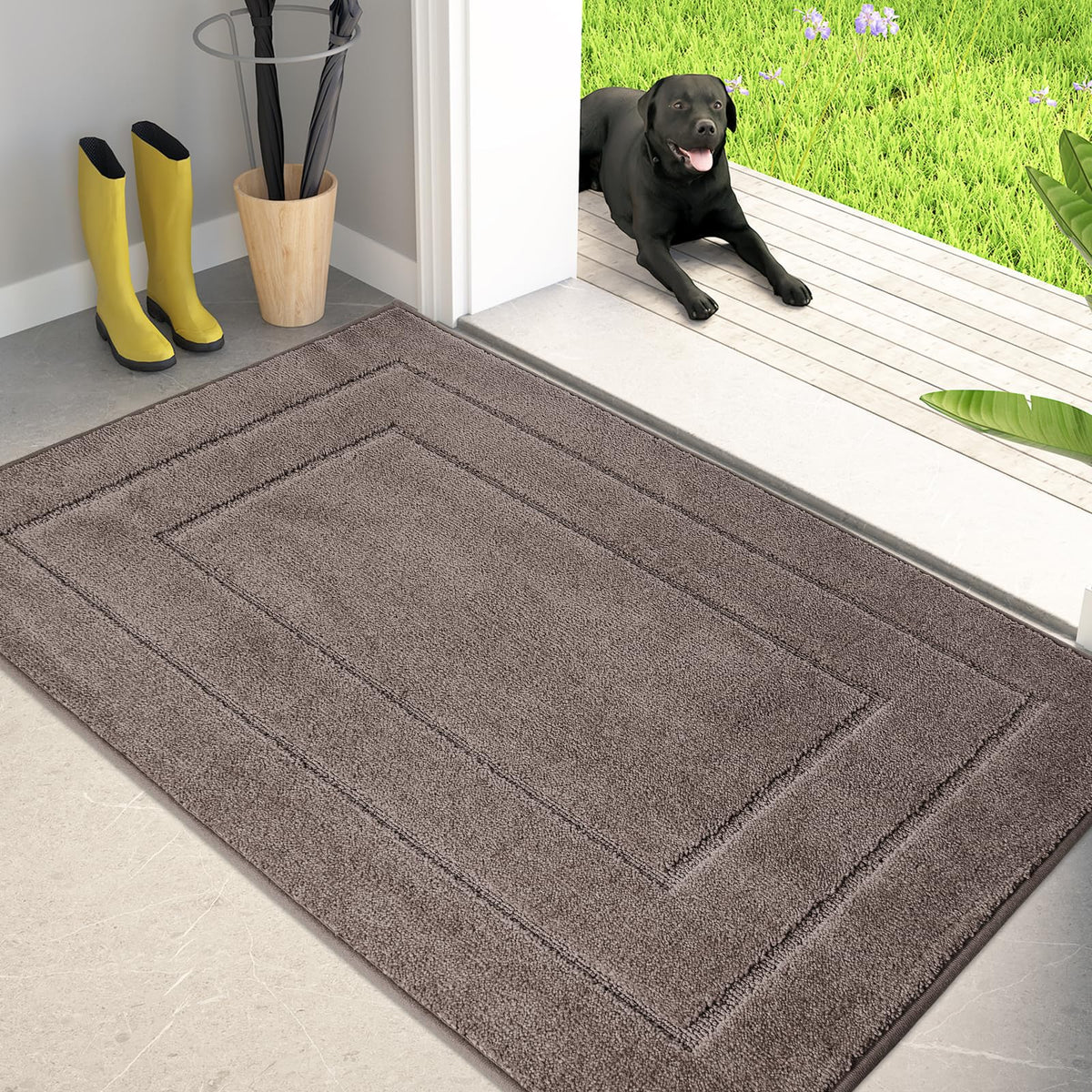 PURRUGS Dirt Trapping Door Mat Indoor Entrance, 20" x 31.5", Beige