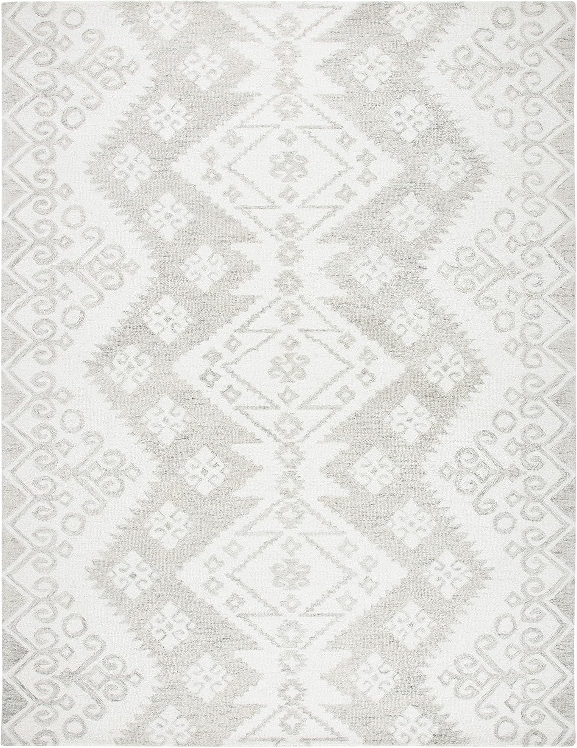 SAFAVIEH Area Rug 8x10 - Micro-Loop Collection - Large - Ivory & Beige, Handmade Wool, Ideal for Living Room, Bedroom, Office, Dining Space (MLP952A)