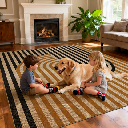Washable 8x10 Modern Rainbow Easy Jute Indoor Outdoor Rug for Living Room