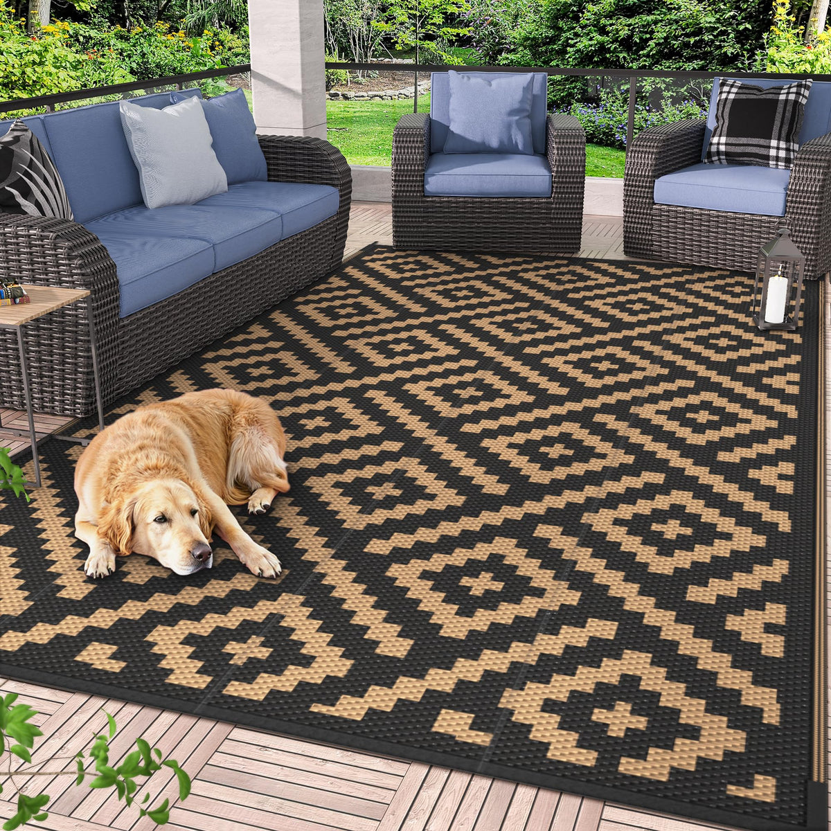 GENIMO Outdoor Rug, Waterproof Plastic Rugs for Patio, 5'x8' Cloud Grey