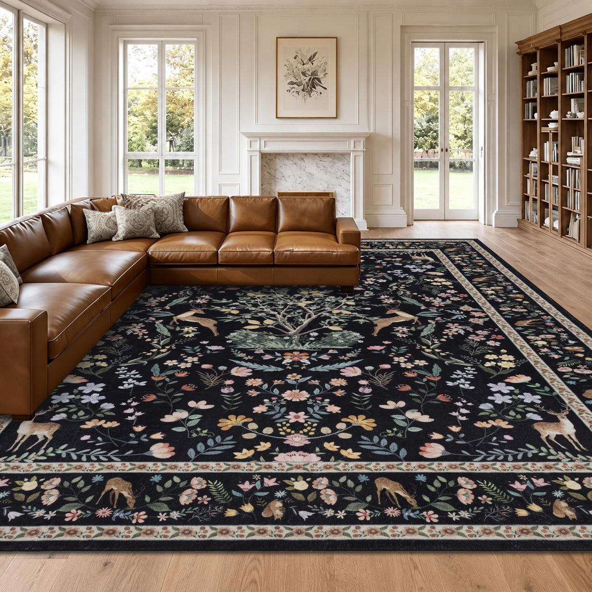RCTJHOME 9x12 Brown Vintage Oriental Washable Area Rug Non-Slip Soft Carpet