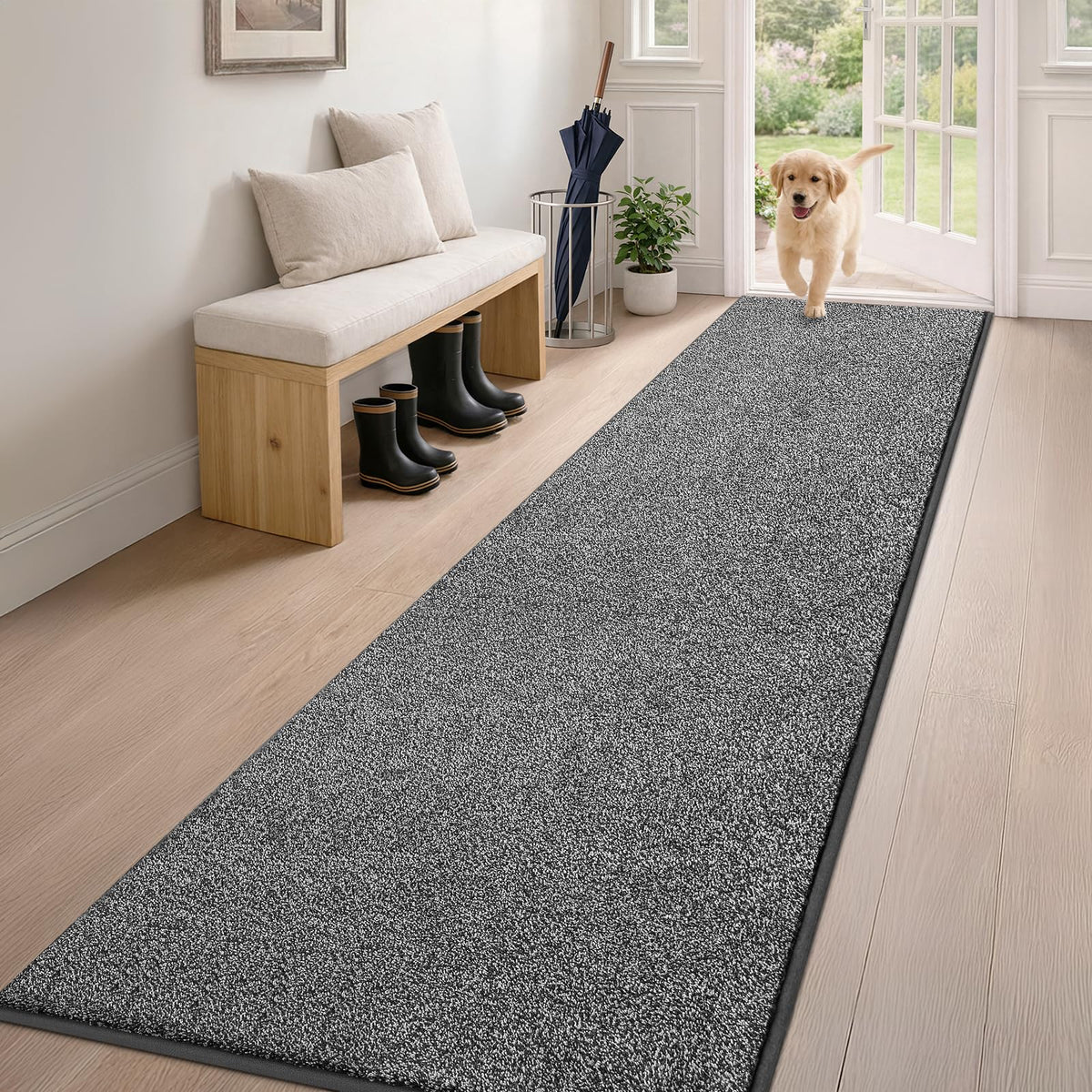 PURRUGS Dirt Trapping Indoor Door Mat, 34" x 59", Charcoal