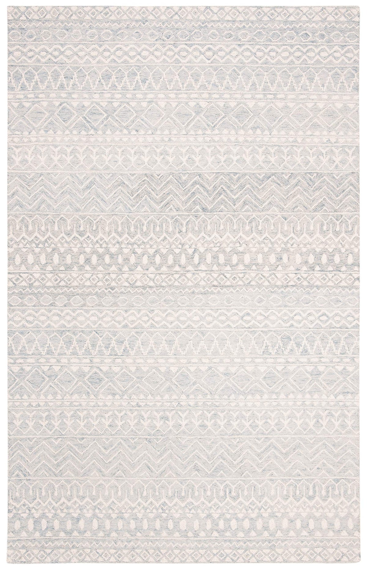 SAFAVIEH Micro-Loop Collection Accent Rug - 2'6" x 4', Blue & Ivory, Handmade Moroccan Boho Tribal Wool, Ideal for High Traffic Areas in Entryway, Living Room, Bedroom (MLP502M)
