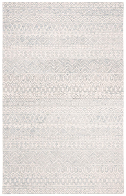 SAFAVIEH Micro-Loop Collection Accent Rug - 2'6" x 4', Blue & Ivory, Handmade Moroccan Boho Tribal Wool, Ideal for High Traffic Areas in Entryway, Living Room, Bedroom (MLP502M)