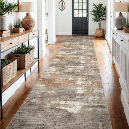 2'6"x8 Runner Rug Washable Moroccan: Non Slip Kitchen Long Floor Mat Gray