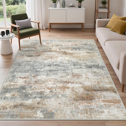 GENIMO 9x12 Area Rug Washable Non Slip for Living Room, Navy Blue Gray