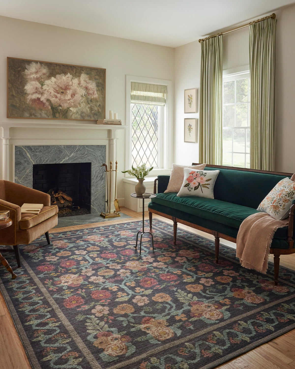 Loloi Rifle Paper Co Rosa Navy 7'-6" x 9'-6" Area Rug