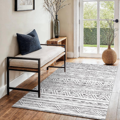 2'6"x8 Runner Rug Washable Moroccan: Non Slip Kitchen Long Floor Mat Gray