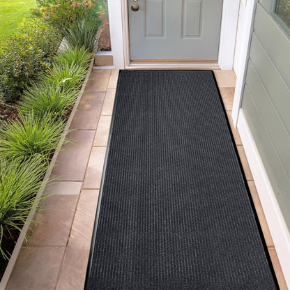 MaxMat® Heavy Duty Entry Floor Mat - Large Commercial, Indoor/Outdoor, Waterproof, Easy to Clean, Low-Profile Door Mat (4 x 6 Feet, Brown, MXM-RIB0046BR)