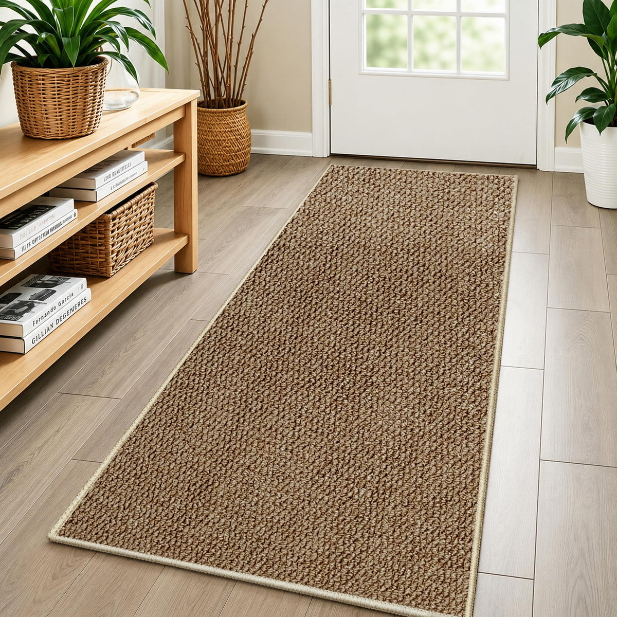 Faux Jute Area Rug 4'x6', Washable & Non-Slip, Grey & White