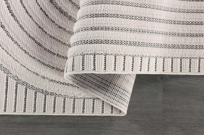 CAMILSON Modern Rug 5x7 Luxury Swirl Curved Micro Loop Area Rugs Soft High-Low Pile Stain Resistant Easy to Clean Non-Shedding Durable Living Room Office Indoor Carpet (White)