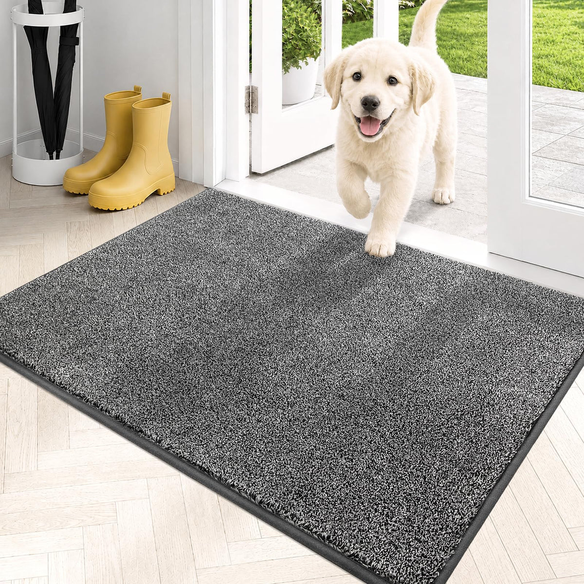 PURRUGS Dirt Trapping Indoor Door Mat, 34" x 59", Charcoal