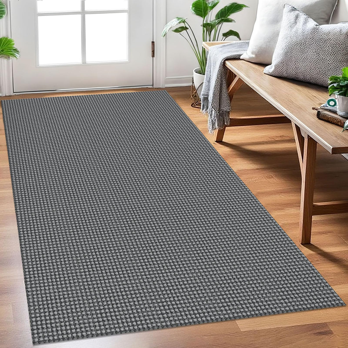 EARTHALL Woven Area Rug 3x5 Ft Washable Rugs for Entryway Braided Non Slip Rubber Backed Throw Rugs Door Mat Indoor Outdoor Entrance Cotton Carpet for Kitchen Foyer Front Door, Orange/Tan/Brown