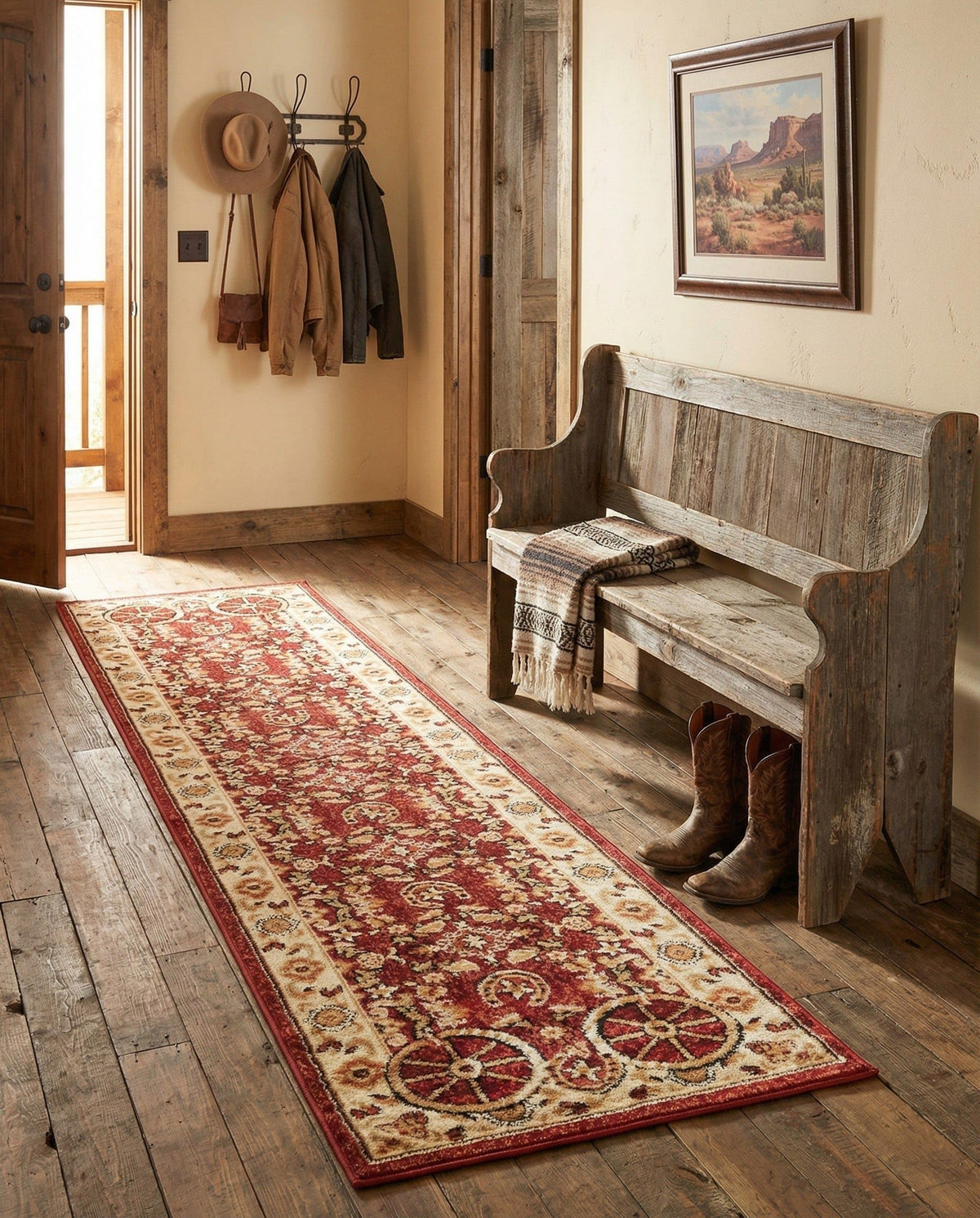 Rugs.com - Pioneer Rug – 5 Ft Square Ivory Easy-Clean Rug – Rustic Decor for Living Rooms, Bedrooms, and Entryways