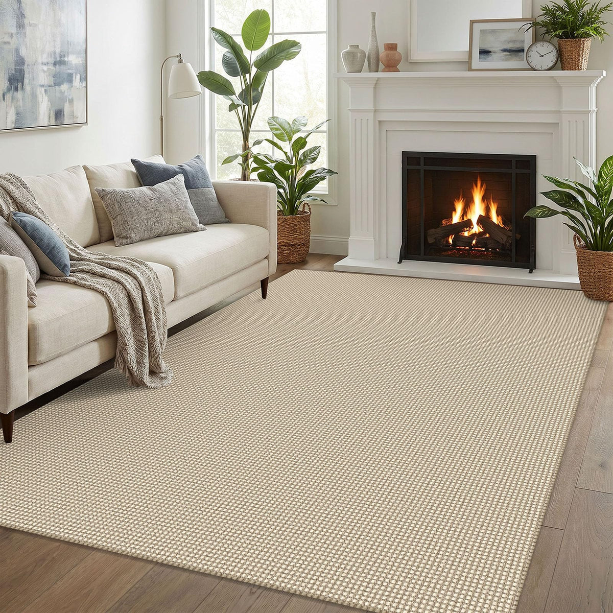 EARTHALL Woven Area Rug 3x5 Ft Washable Rugs for Entryway Braided Non Slip Rubber Backed Throw Rugs Door Mat Indoor Outdoor Entrance Cotton Carpet for Kitchen Foyer Front Door, Orange/Tan/Brown