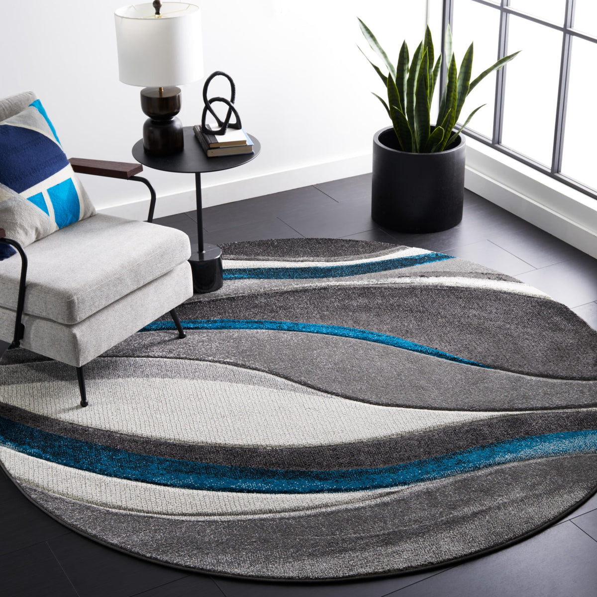 SAFAVIEH Hollywood Area Rug 10'6"x14', Modern Grey & Blue HLW766F