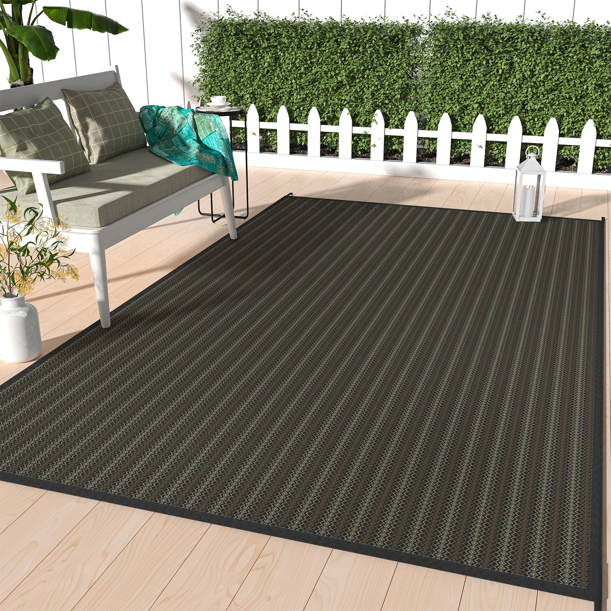 GENIMO Outdoor Rug, Waterproof Plastic Rugs for Patio, 5'x8' Cloud Grey