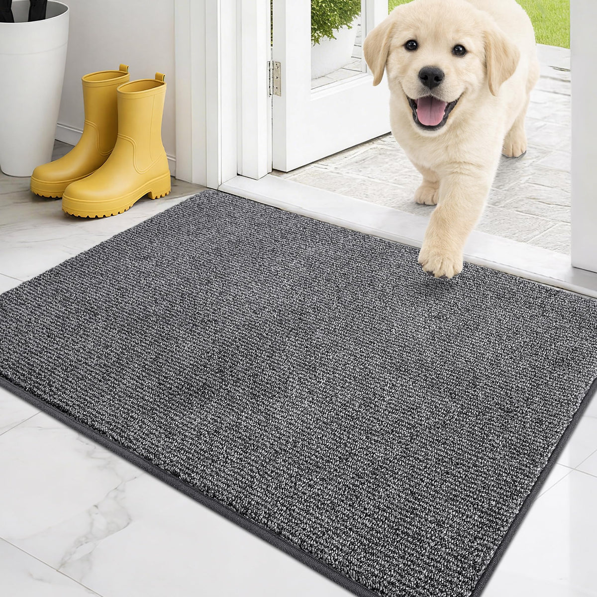 PURRUGS Dirt Trapping Indoor Door Mat, 20" x 31.5", Heathered Charcoal