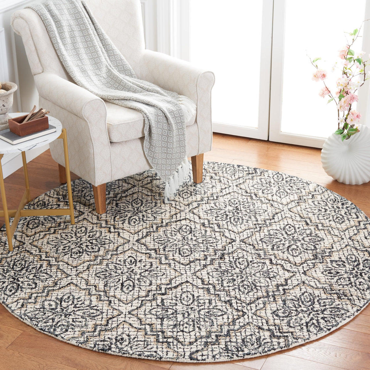 SAFAVIEH Abstract Collection Area Rug - 6' x 9', Blue & Grey, Handmade Wool, Ideal for High Traffic Areas in Living Room, Bedroom (ABT201A)