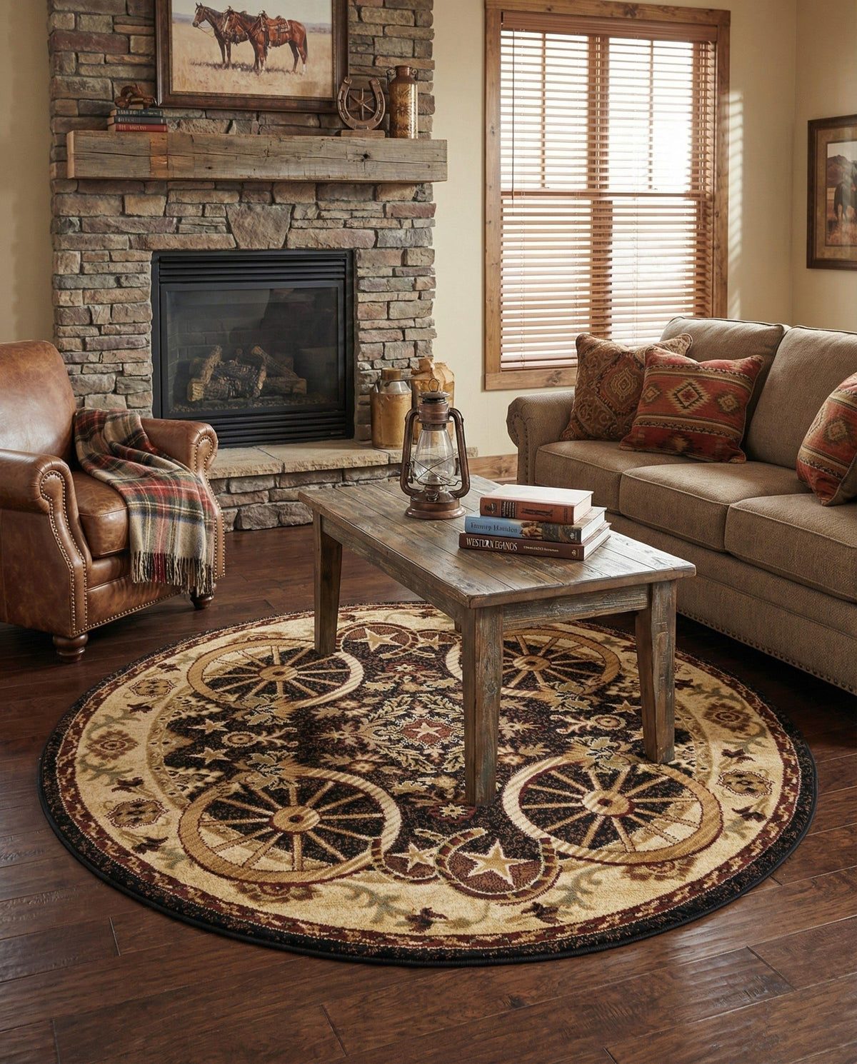 Rugs.com - Pioneer Rug – 5 Ft Square Ivory Easy-Clean Rug – Rustic Decor for Living Rooms, Bedrooms, and Entryways