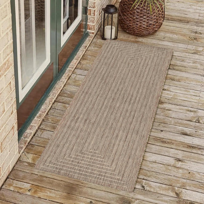 Adiva Rugs Outdoor Indoor Area Rug, Weather Resistant, Easy to Clean, Stain Resistant Floor Mat for Dining Room, Backyard, Deck, Patio (Wooden, 9' x 12')