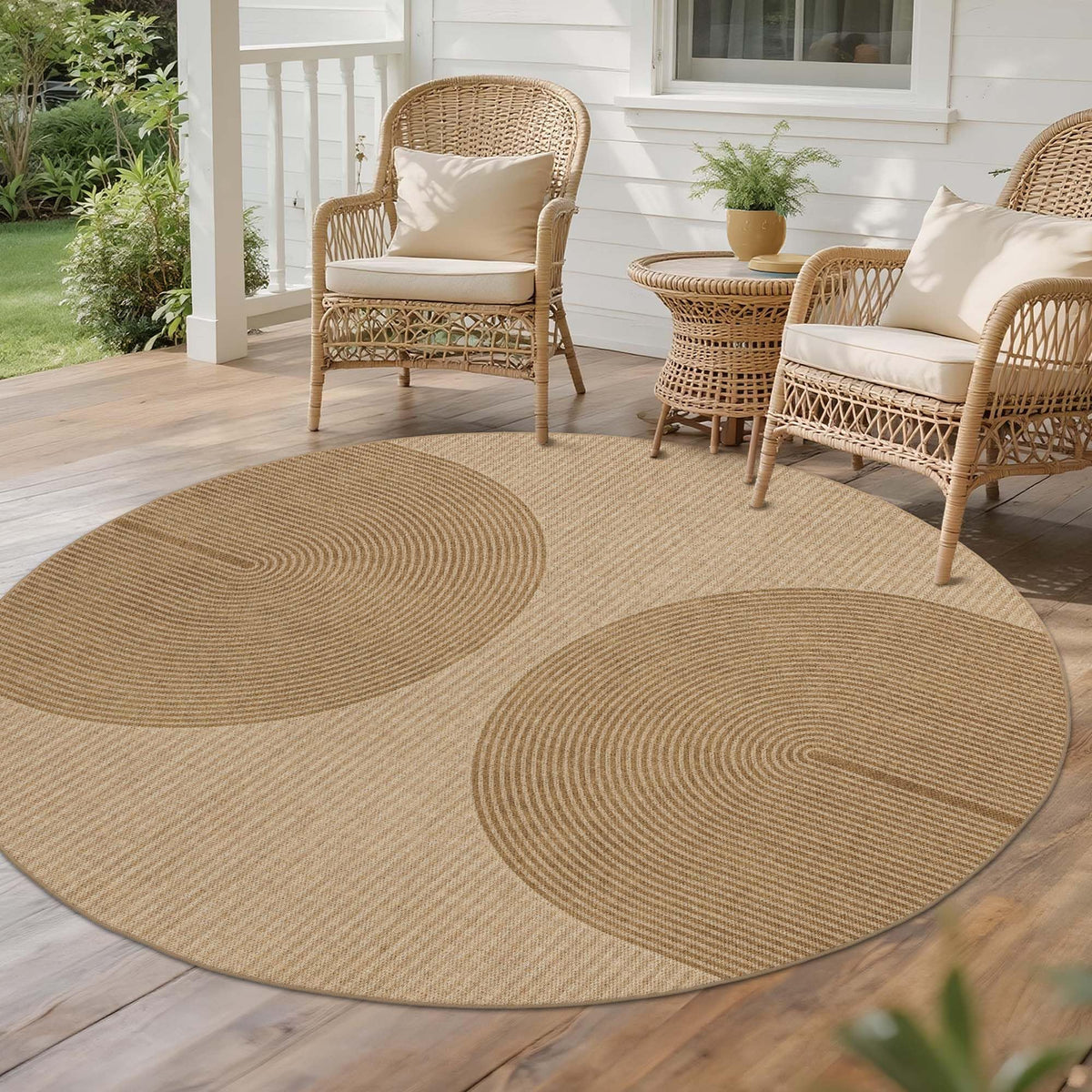 Easy Jute Rug for Pet Homes: 4x6 Outdoor Rug - Geometric Arch Pattern