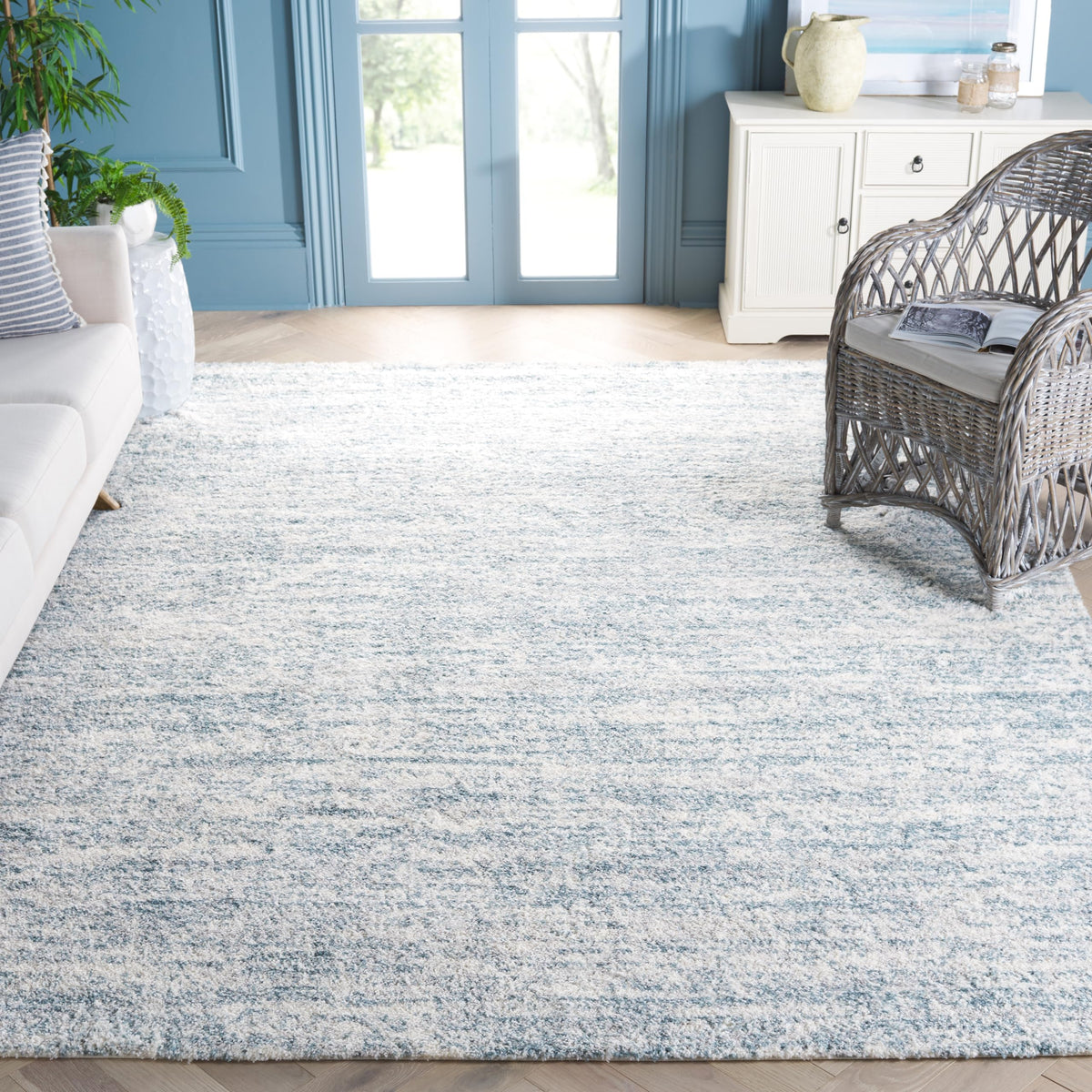 SAFAVIEH Berber Shag Rug 8x10, Large Ivory & Beige BER563A