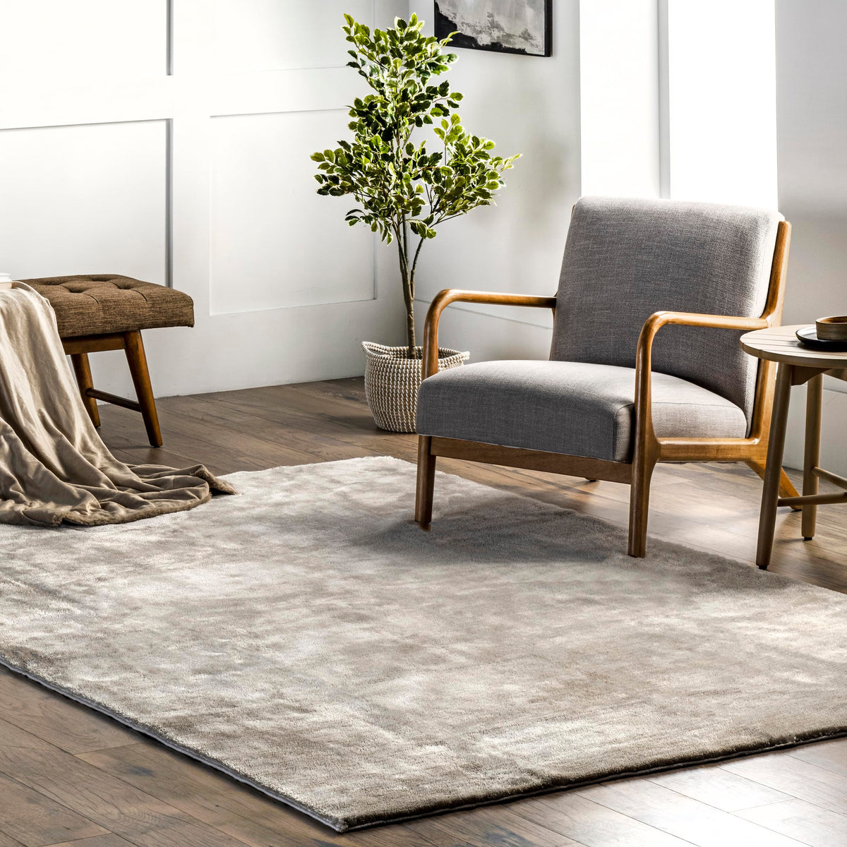 nuLOOM Loni Off White Solid Washable Area Rug, 8' x 10'