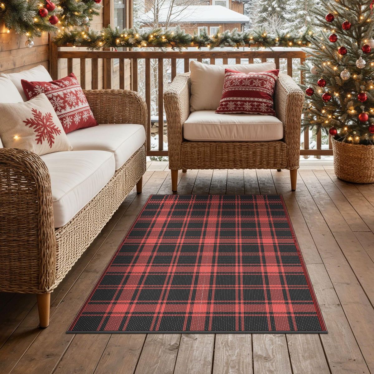 GENIMO Outdoor Rug, Waterproof Plastic Rugs for Patio, 5'x8' Cloud Grey