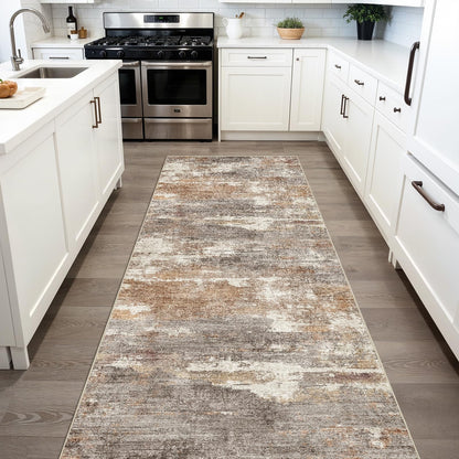2'6"x8 Runner Rug Washable Moroccan: Non Slip Kitchen Long Floor Mat Gray