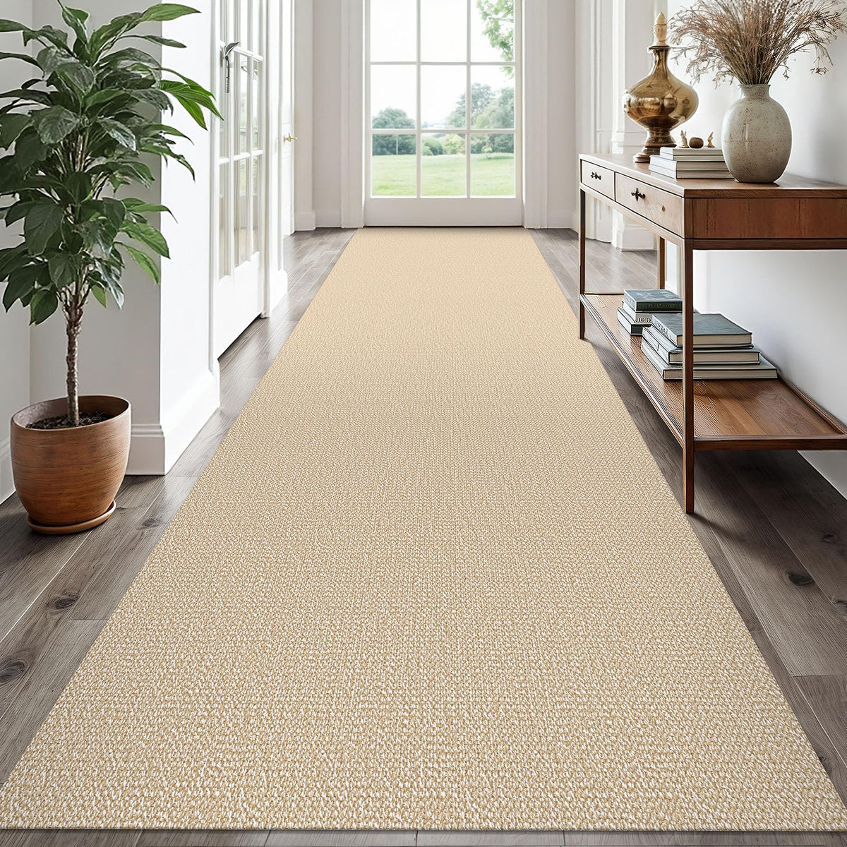 EARTHALL Washable Area Rug, Non Slip Entryway Rug, 4x6 Ft, Sand/Beige