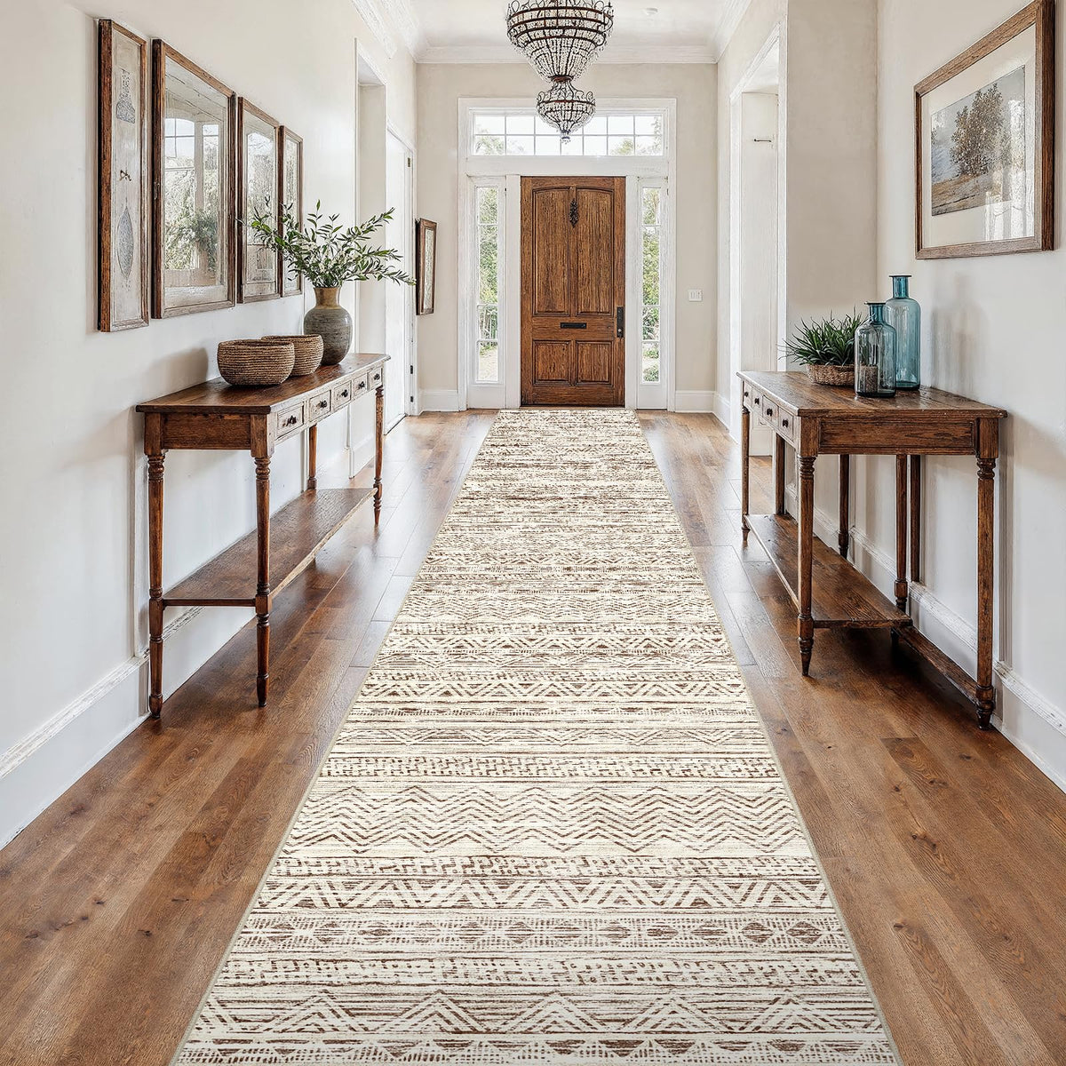 2'6"x8 Runner Rug Washable Moroccan: Non Slip Kitchen Long Floor Mat Gray