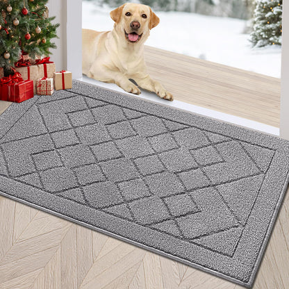 REFETONE Indoor Doormat 32" x 40", Low-Profile Front Door Mat, Dark Gray