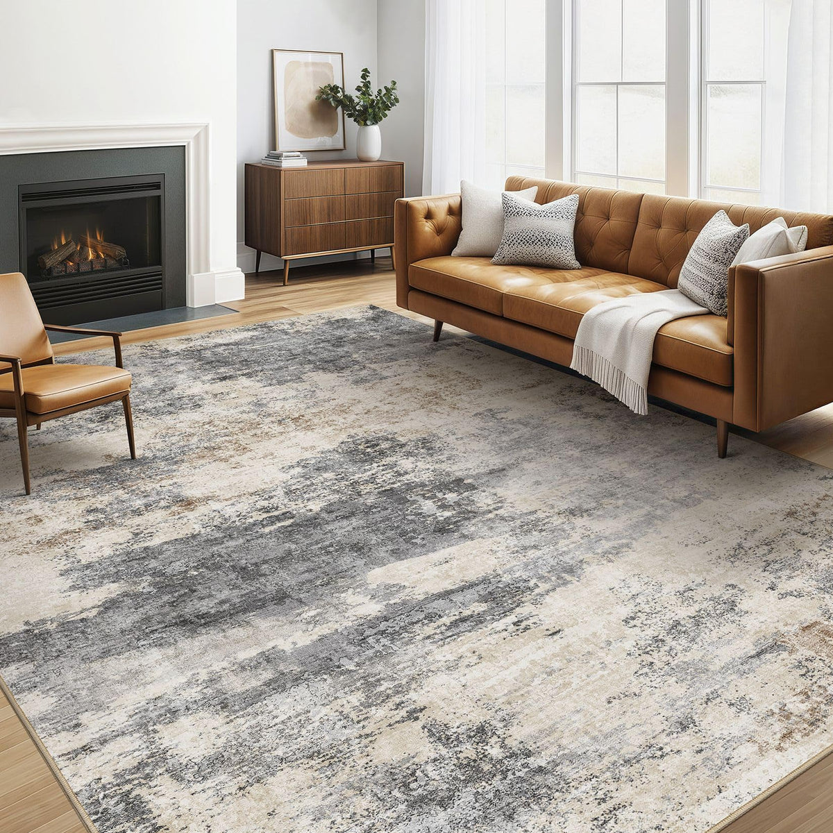 LOONGRUG 10x14 Area Rugs Washable Large Neutral Modern Living Room Rug