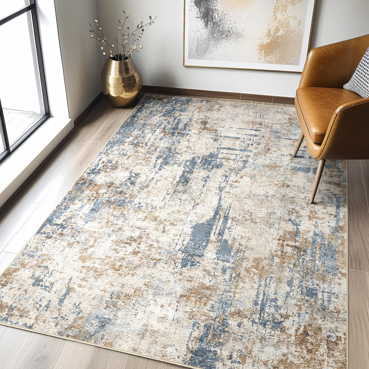 LOONGRUG 10x14 Area Rugs Washable Large Neutral Modern Living Room Rug