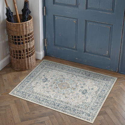 8x10 Washable Area Rug Beige Grey Non Slip Vintage Carpet