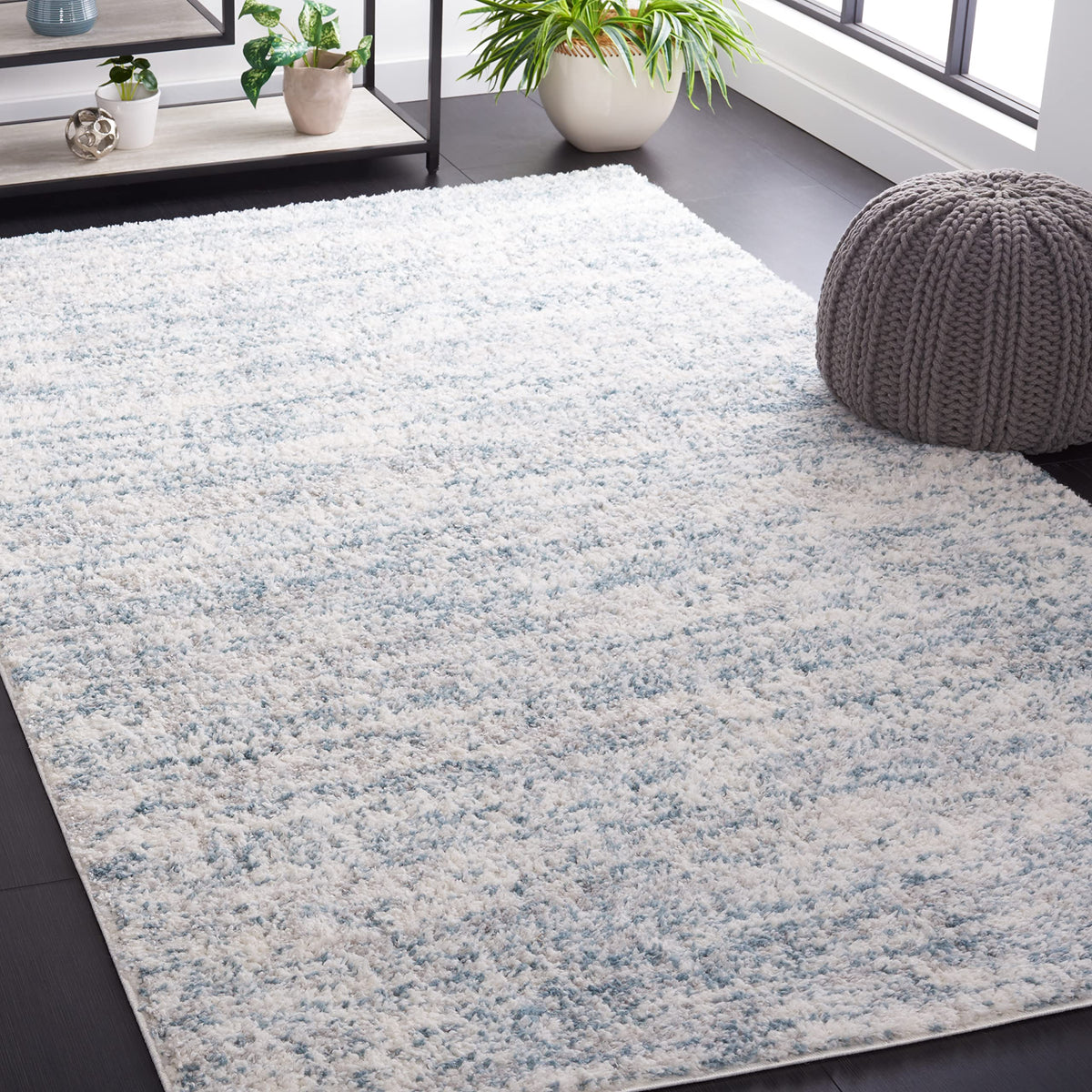 SAFAVIEH Berber Shag Rug 8x10, Large Ivory & Beige BER563A
