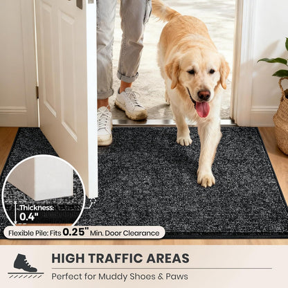 PURRUGS Dirt Trapping Indoor Door Mat, 20" x 31.5", Heathered Charcoal