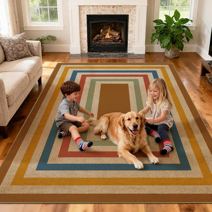 Washable 8x10 Black Striped Easy Jute Indoor Outdoor Rug for Living Room