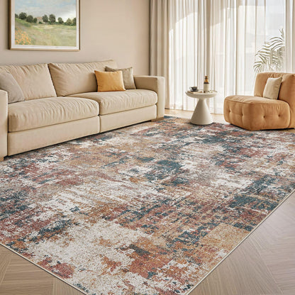 Tortania Washable 8x10 Area Rug for Living Room: Modern Abstract Neutral Large Soft Thin Rugs - Non Slip Indoor Carpet for Bedroom Dining Room Office Nursery Home Floor Decoration - Smoky Gray