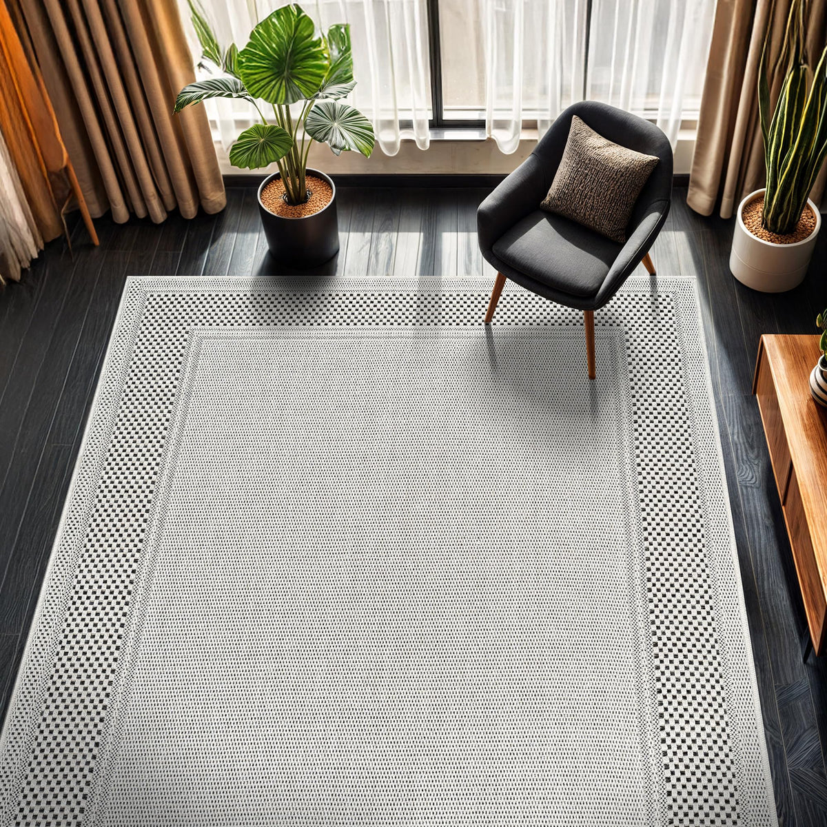 CAMILSON Easy Jute Rug 10x14, Indoor Outdoor Natural Color Fiber Area Rugs for Living Room Patio and Kitchen Rug, Sisal Boho Woven Design, Easy-Cleaning, Washable Outside Carpet Alfombras (10 x 14)
