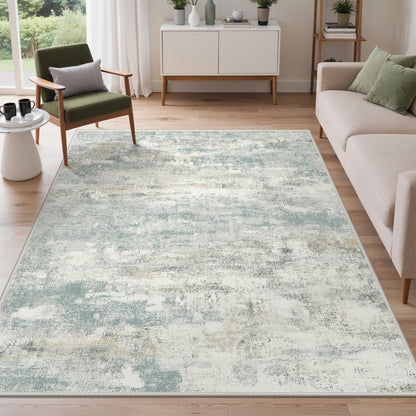 GENIMO 9x12 Area Rug Washable Non Slip for Living Room, Navy Blue Gray