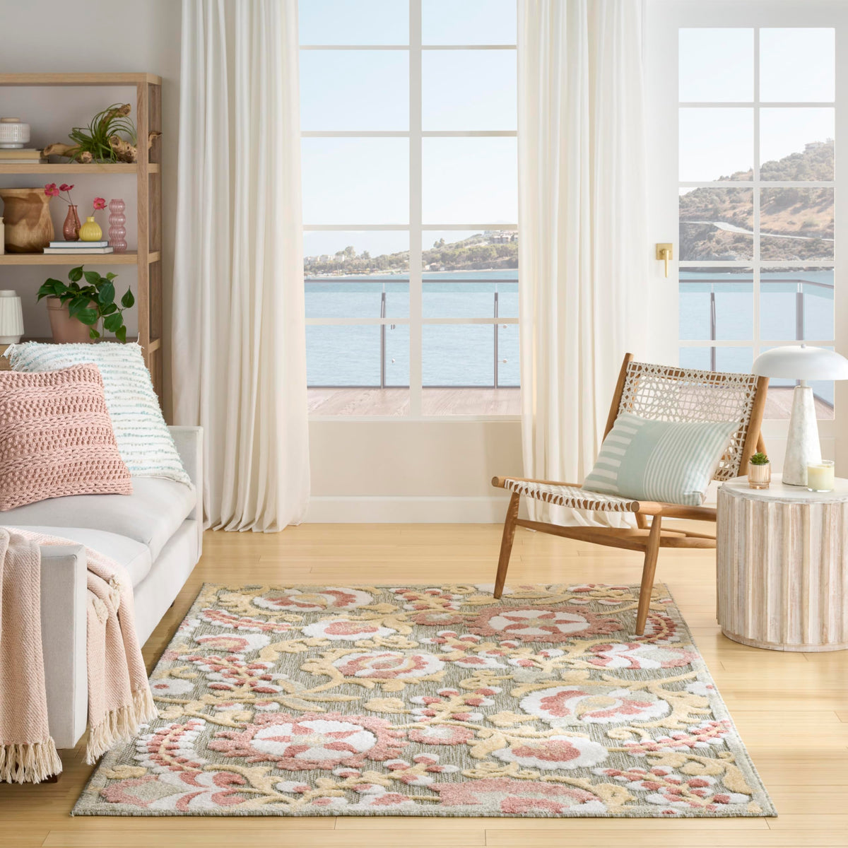 Nourison Home Aloha Natural Blue 2'3" x 10' Area Rug - Easy Clean, Non Shedding, Bed Room, Living Room, Dining Room, Kitchen (10' Runner)