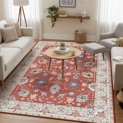 Washable 6x9 Area Rug for Living Room, Non-Slip Large Grey Bedroom Rugs
