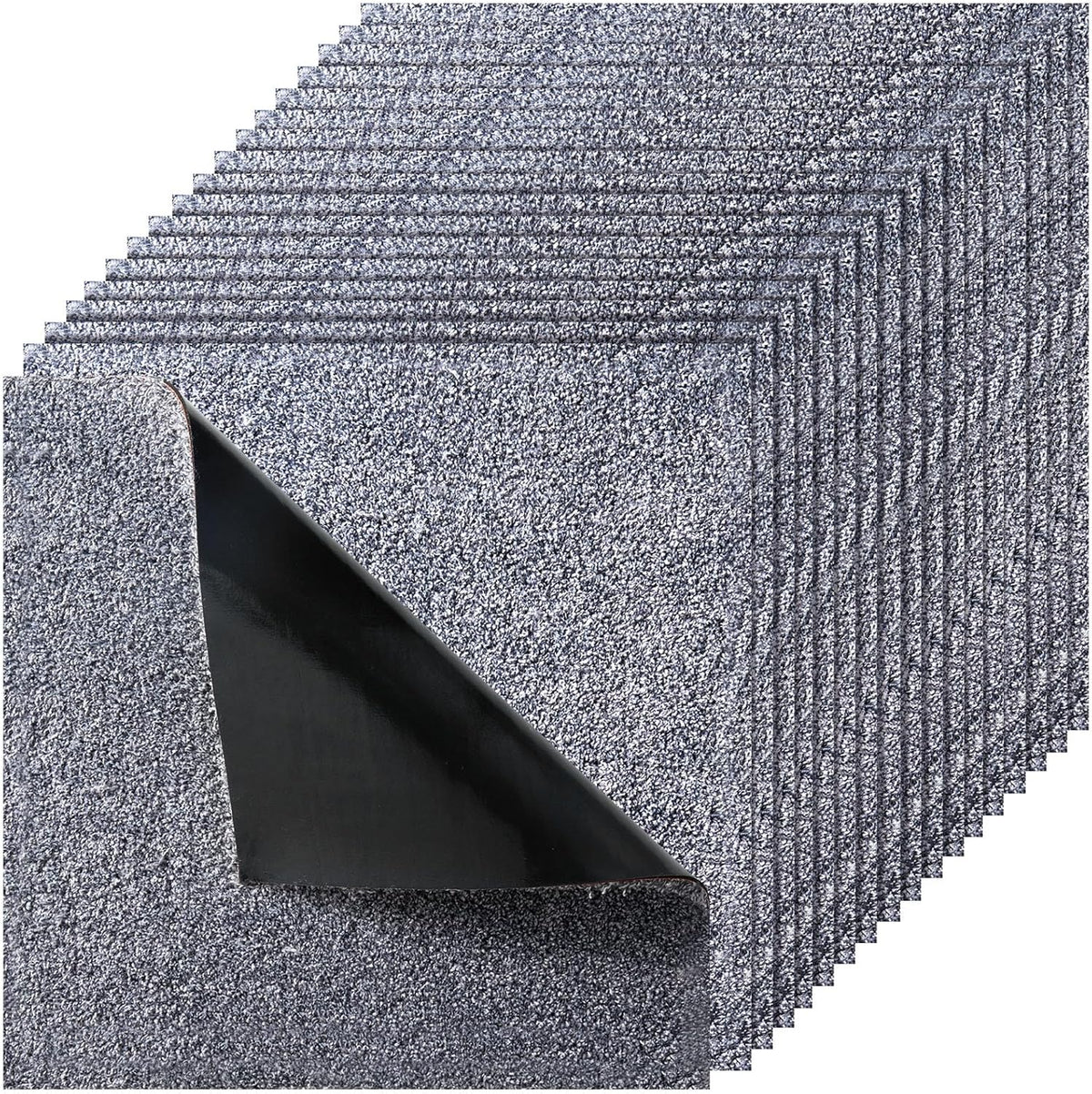 VEVOR Carpet Tiles 18x18 inch, 10 Pack Carpet Square Rug Detachable & Damage-Free, Self Adhesive Home Floor Soft Plush Padded for 22.5sq.ft Coverage, Easy DIY for Living Room & Bedroom, Gray